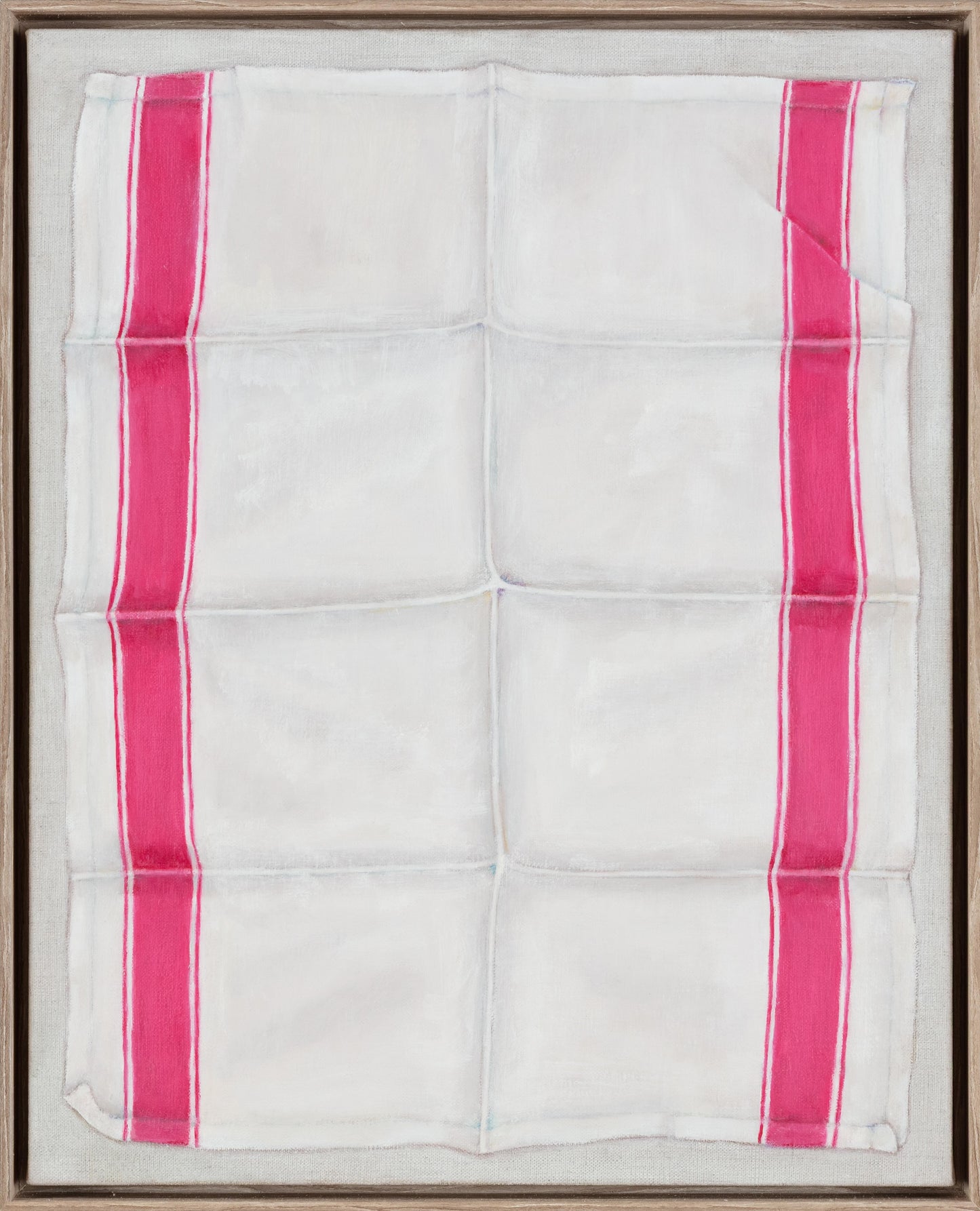 Untitled (unfolded tea towel, pink stripes)