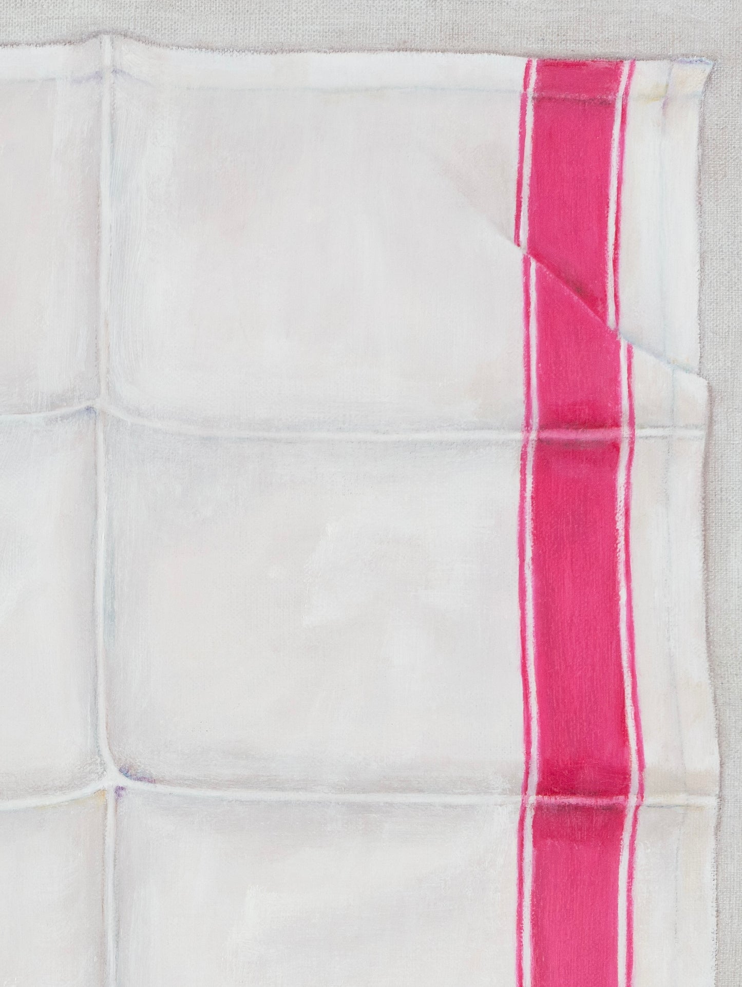 Untitled (unfolded tea towel, pink stripes)